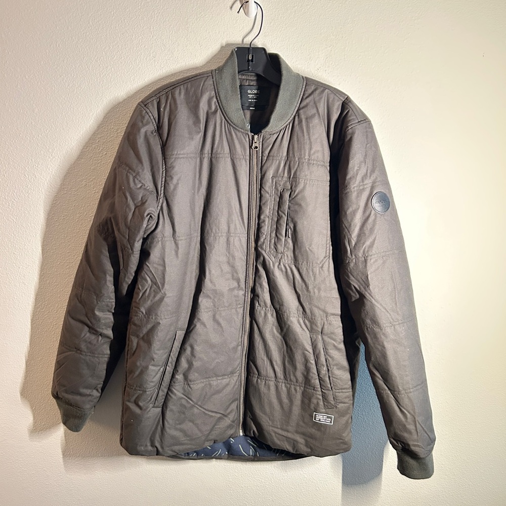 Globe Men's Khaki Green Puffer Bomber Jacket Size M